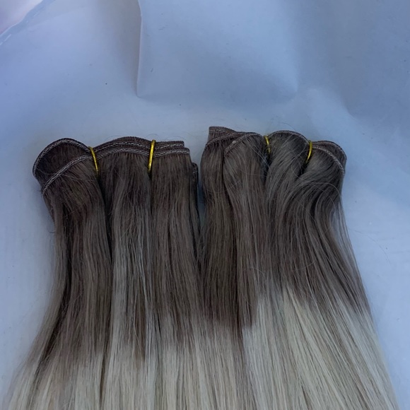 Weft Hair Extensions 100% Human 10A Grade  Ombre #6 / 60 Platinum Blonde 100G - Picture 2 of 3